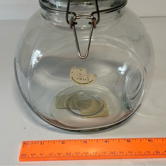 Christmas AMICL Slant Glass Jar Cookie Canister Ceramic Flip Lid Holiday NEW - Picture 7 of 15